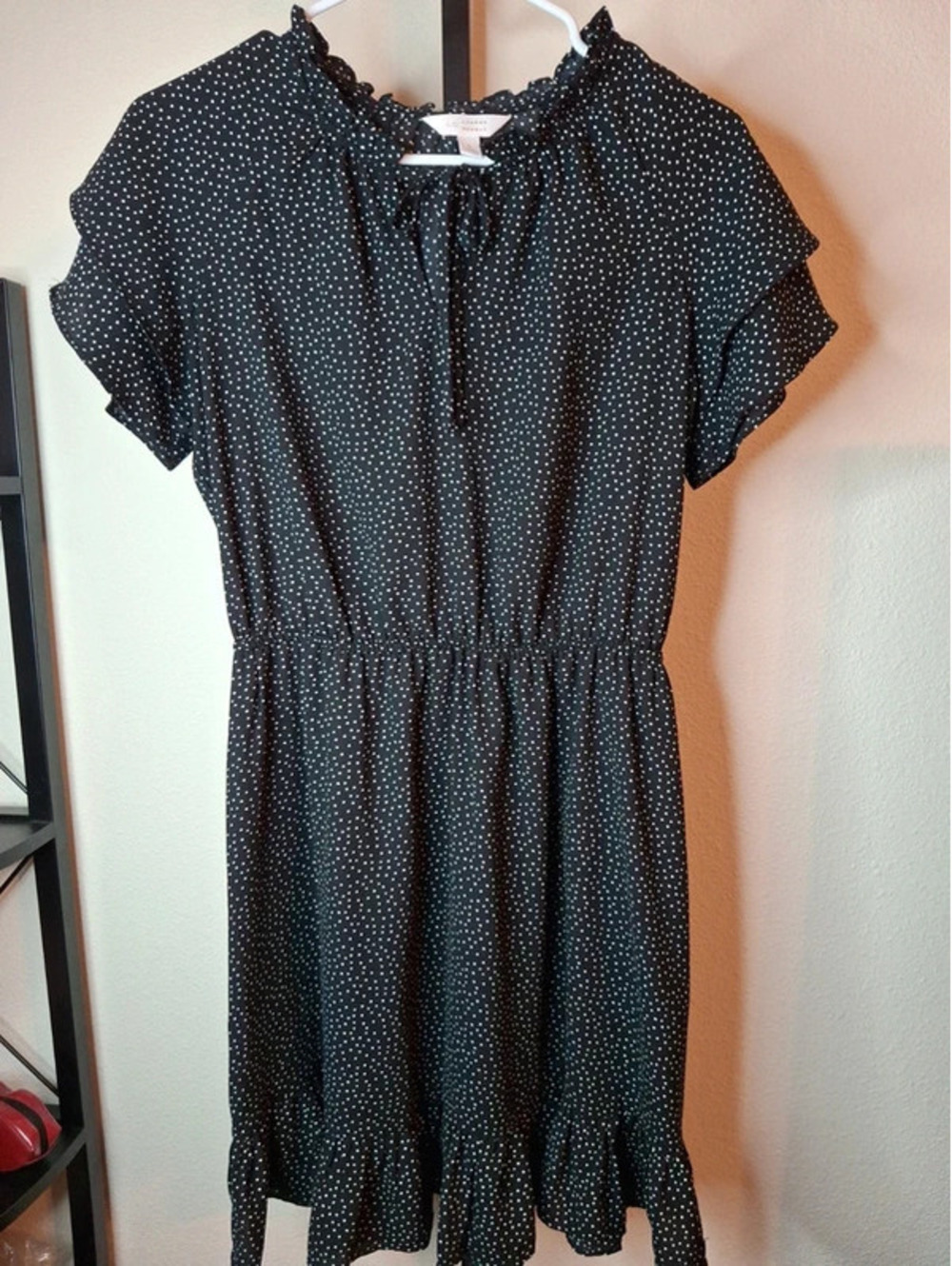 LC Lauren Conrad black short-sleeve mini dress size S